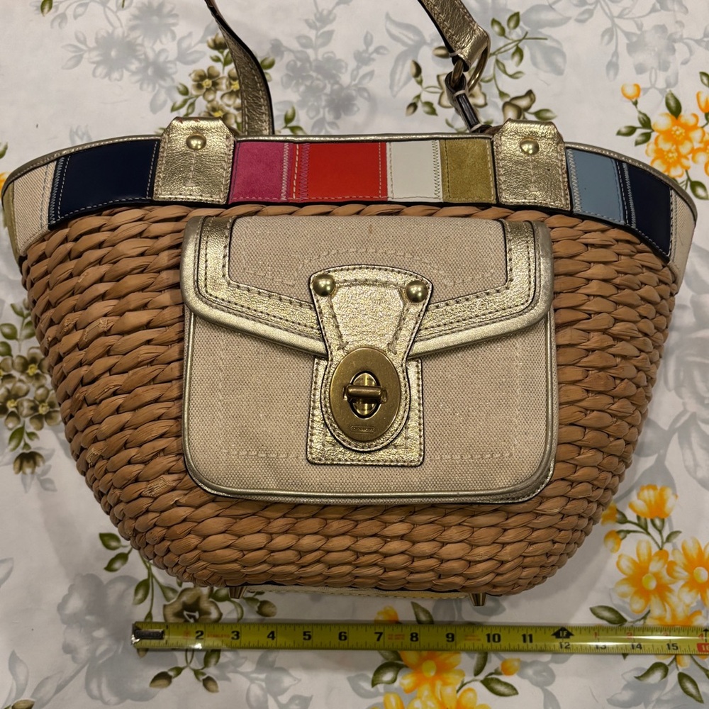 Coach Basket Weave Multicolored Purse - Picture 8 of 9